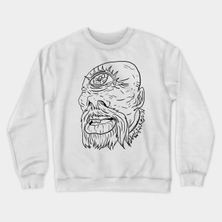 Cyclops Scary Monster Horror Black Lineart Crewneck Sweatshirt